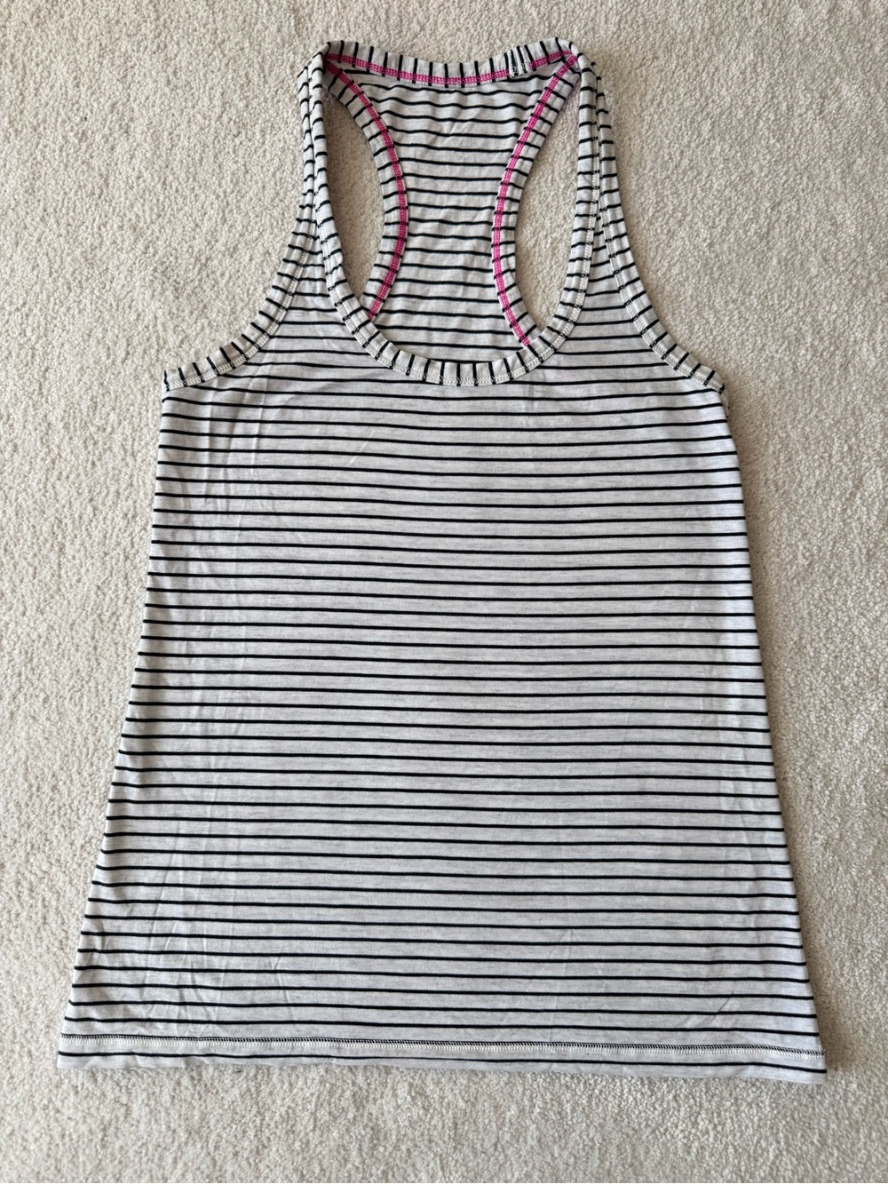 Lululemon White Heather and Navy Blue striped Racerback Tank Size 6